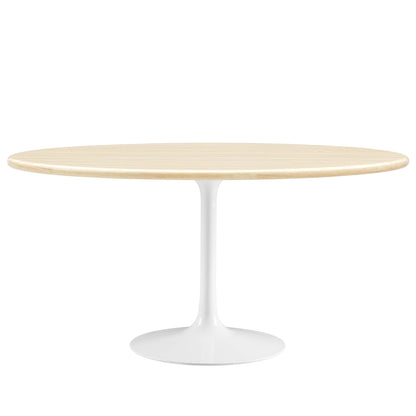 Lippa 60" Oval Faux Travertine Dining Table by Furniture For America