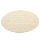 Lumen 60" Oval Faux Travertine Dining Table in White Traventine