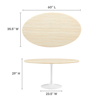 Lippa 60" Oval Faux Travertine Dining Table by Furniture For America