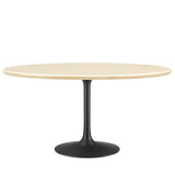 Lumen 60" Oval Faux Travertine Dining Table in Black Travertine