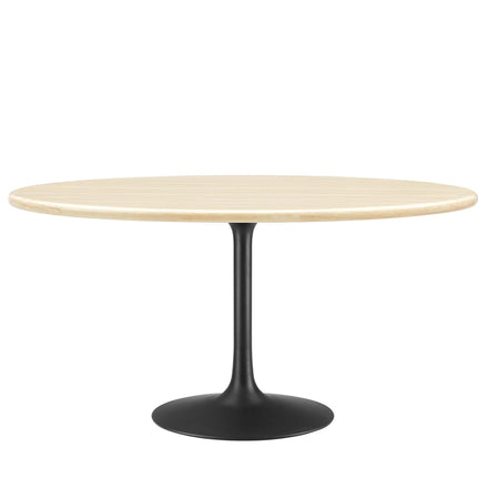 Lippa 60" Oval Faux Travertine Dining Table in Black Travertine