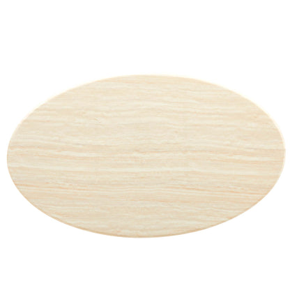 Lippa 60" Oval Faux Travertine Dining Table by Furniture For America