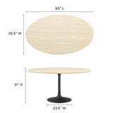 Lumen 60" Oval Faux Travertine Dining Table in Black Travertine