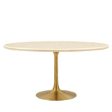 Lumen 60" Oval Faux Travertine Dining Table in Gold Travertine