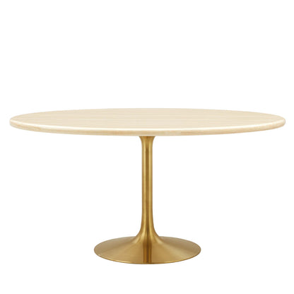 Lippa 60" Oval Faux Travertine Dining Table by Furniture For America