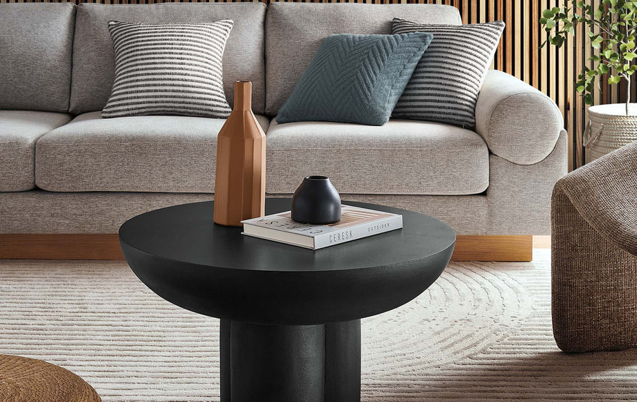 Canopy Round Concrete Coffee Table in Black