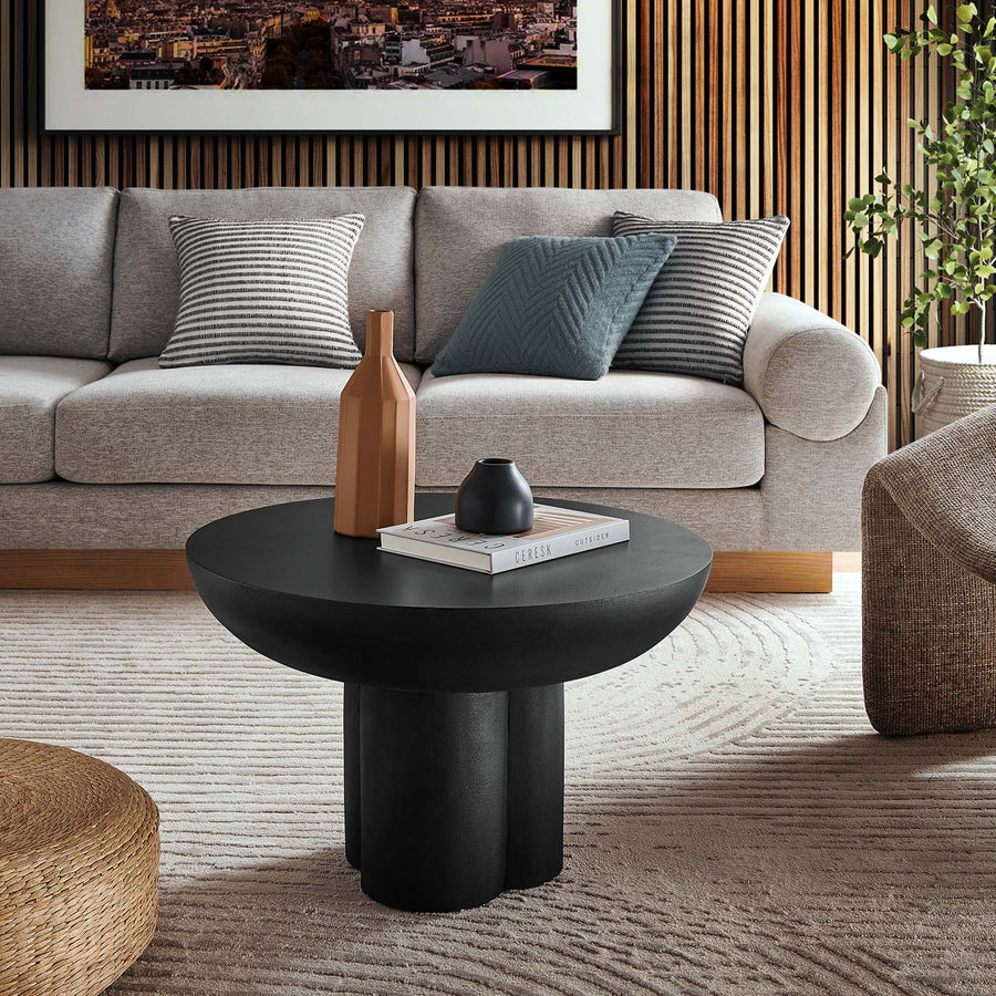 Canopy Round Concrete Coffee Table in Black