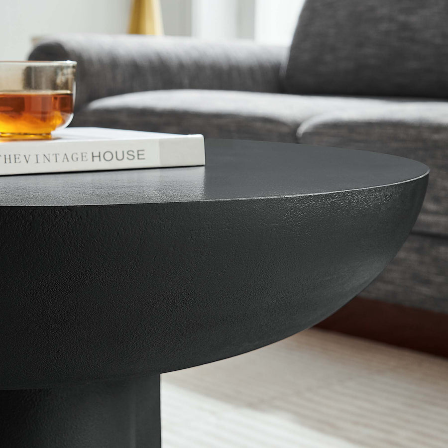 Canopy Round Concrete Coffee Table in Black