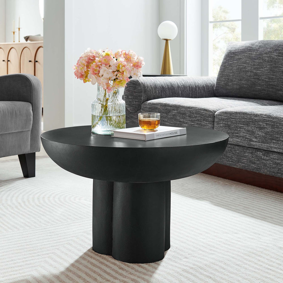 Canopy Round Concrete Coffee Table in Black