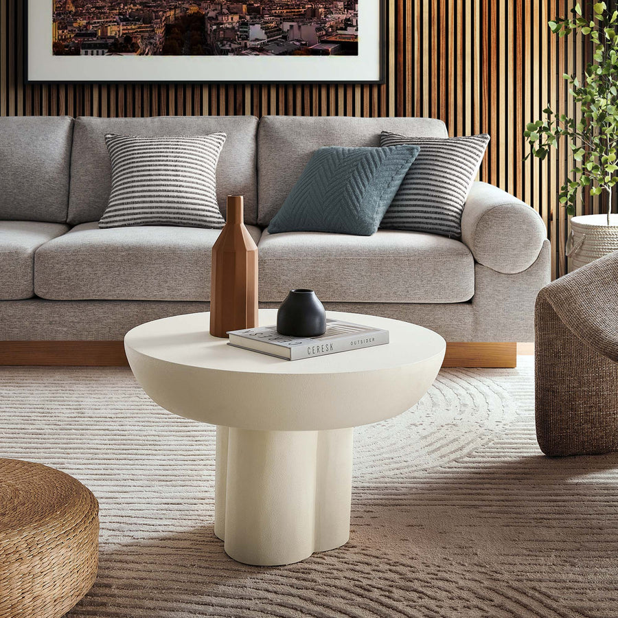 Canopy Round Concrete Coffee Table in White
