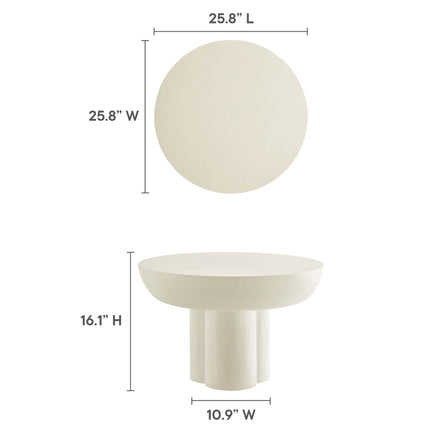 Caspian Round Concrete Coffee Table in White