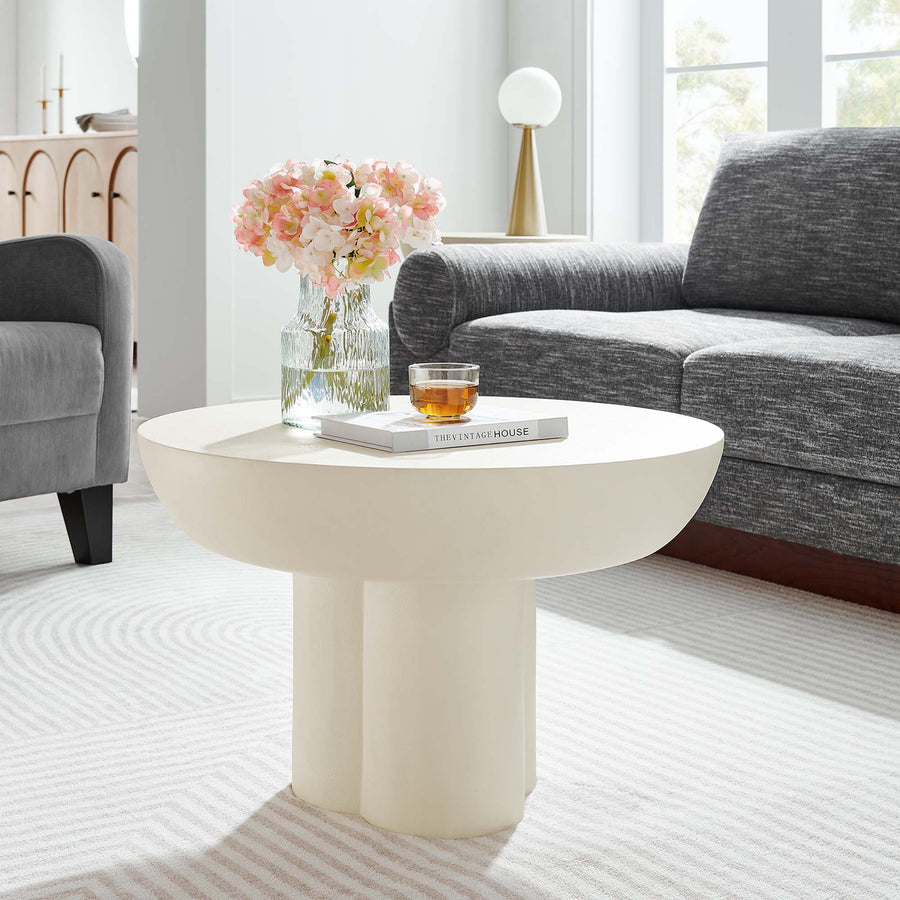 Canopy Round Concrete Coffee Table in White