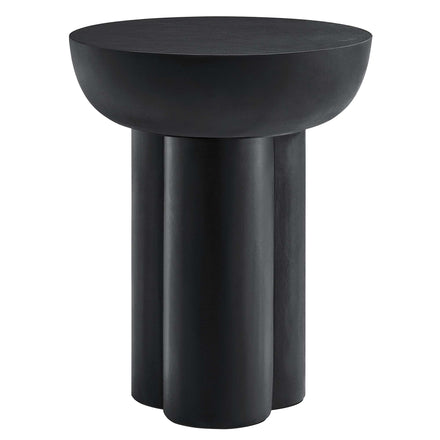 Caspian Round Concrete Side Table in Black