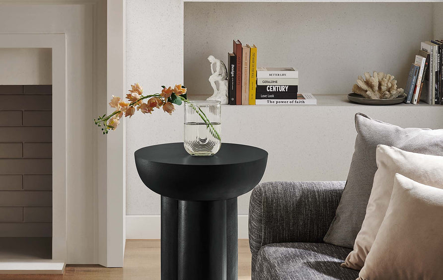 Canopy Round Concrete Side Table in Black
