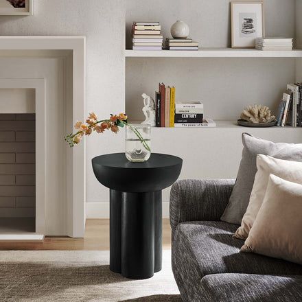 Caspian Round Concrete Side Table in Black