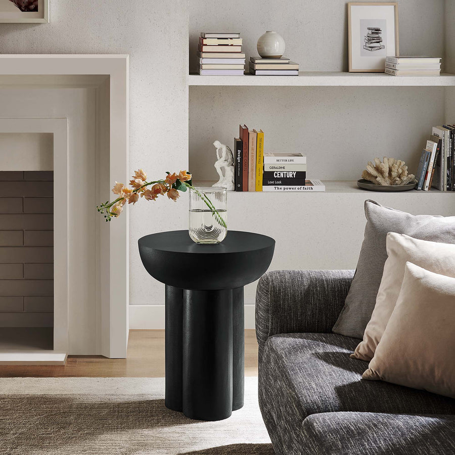 Canopy Round Concrete Side Table in Black