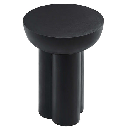 Caspian Round Concrete Side Table in Black