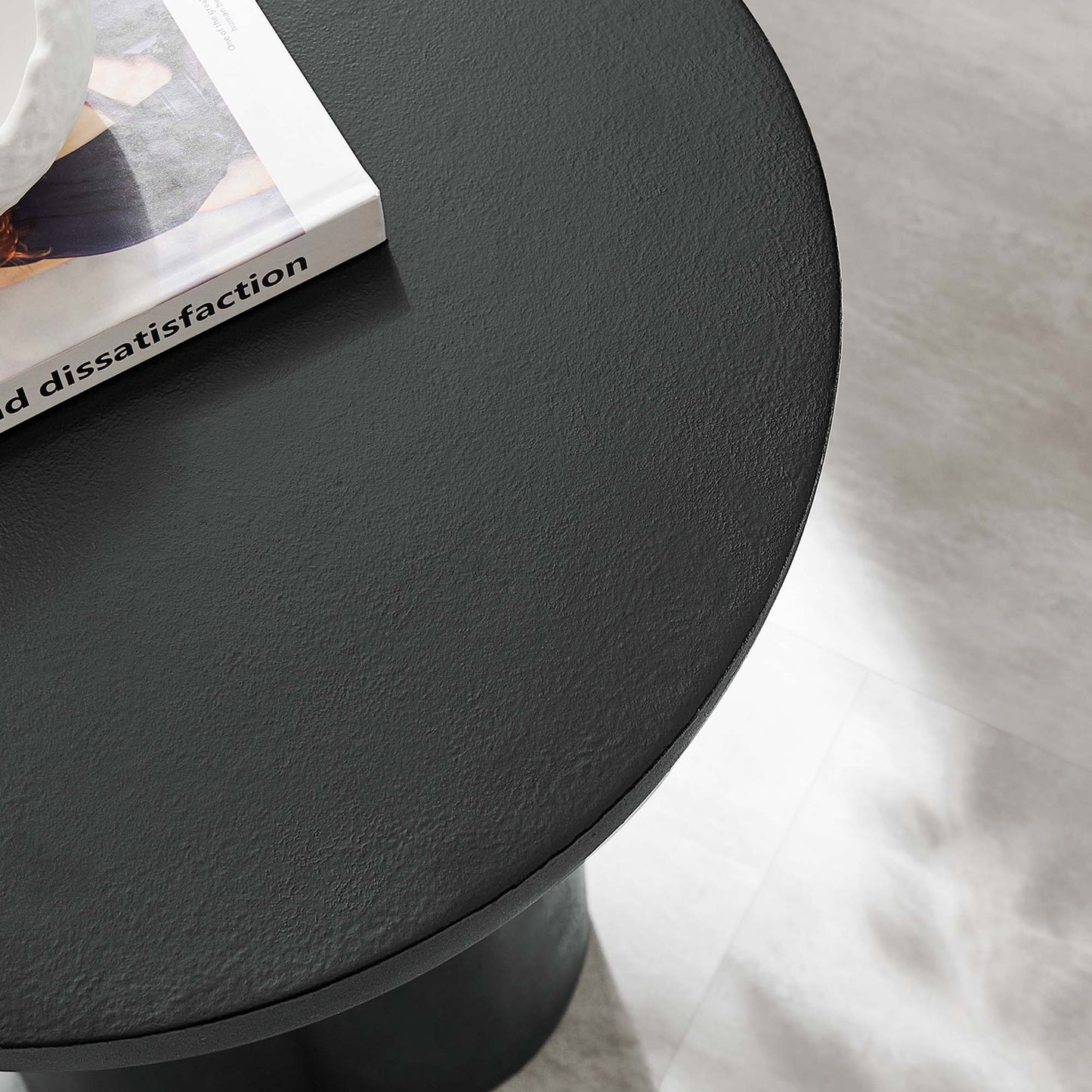 Caspian Round Concrete Side Table by Furniture For America
