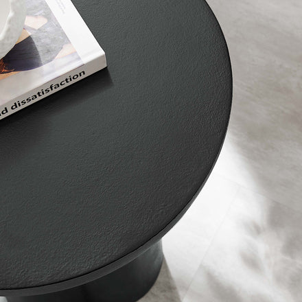 Caspian Round Concrete Side Table in Black