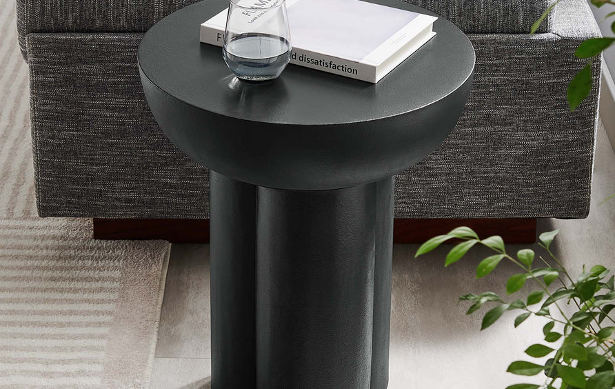 Canopy Round Concrete Side Table in Black