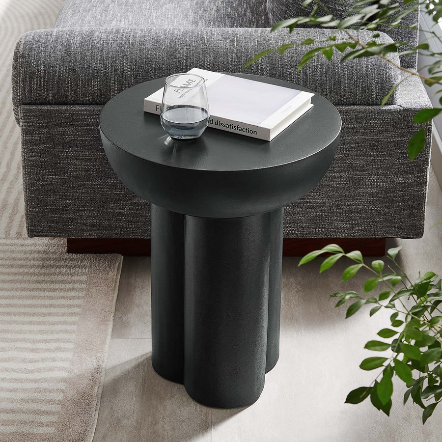 Canopy Round Concrete Side Table in Black