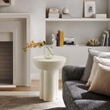 Canopy Round Concrete Side Table in White