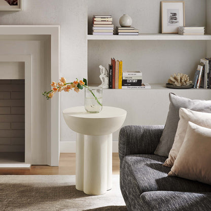 Caspian Round Concrete Side Table by Furniture For America