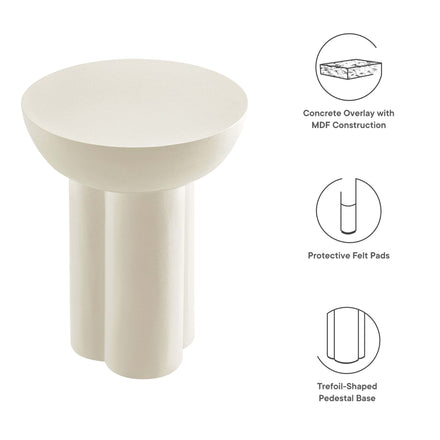 Caspian Round Concrete Side Table in White