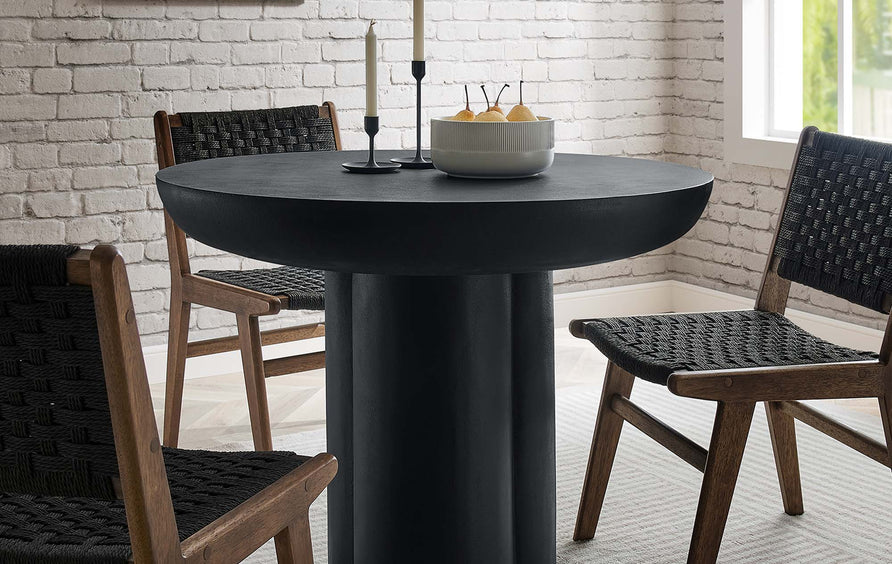 Canopy 40" Round Concrete Dining Table in Black