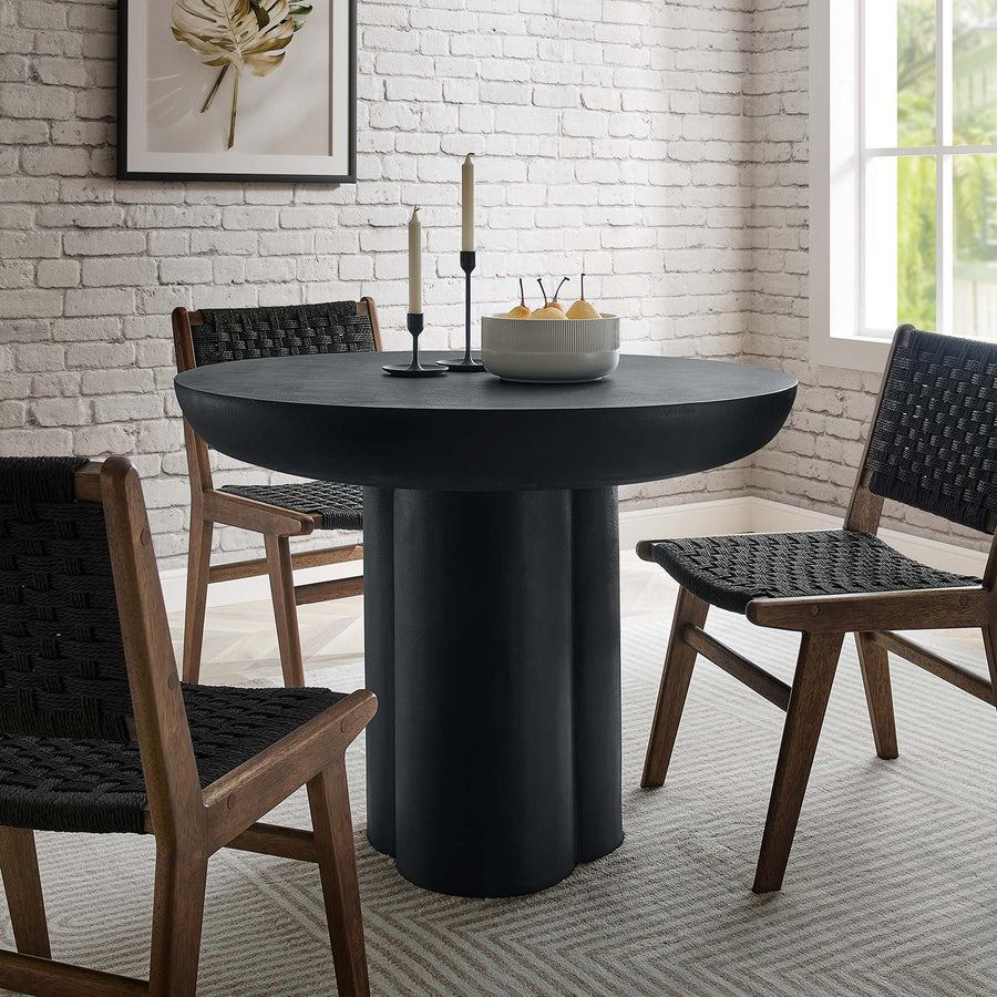 Canopy 40" Round Concrete Dining Table in Black