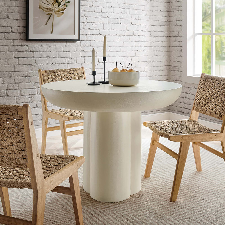 Canopy 40" Round Concrete Dining Table in White