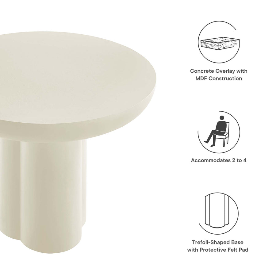 Canopy 40" Round Concrete Dining Table in White