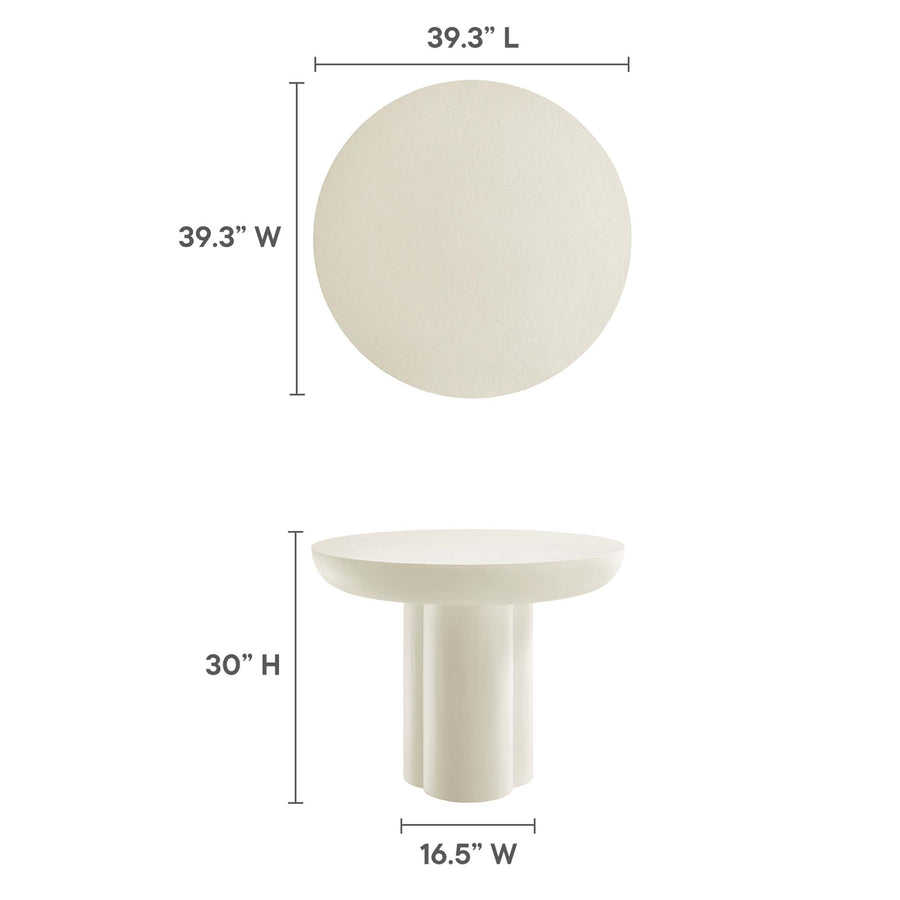 Canopy 40" Round Concrete Dining Table in White