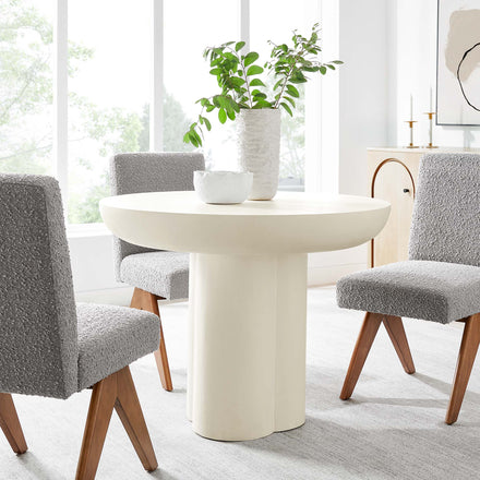 Caspian 40" Round Concrete Dining Table in White