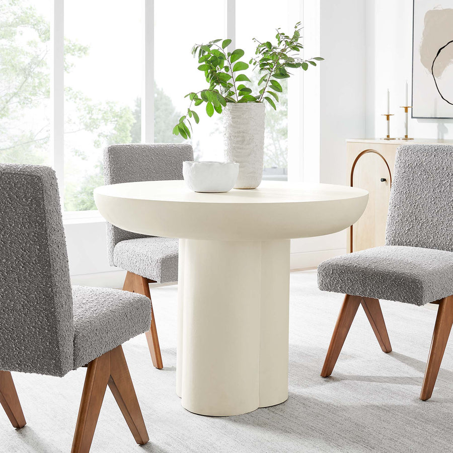 Canopy 40" Round Concrete Dining Table in White