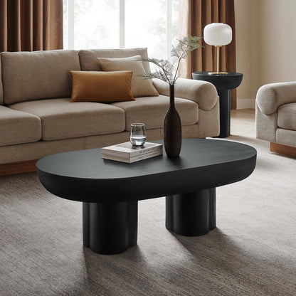 Caspian Oval Concrete Coffee Table by Furniture For America