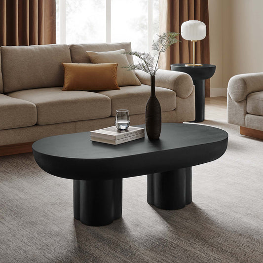 Caspian Oval Concrete Coffee Table by Furniture For America