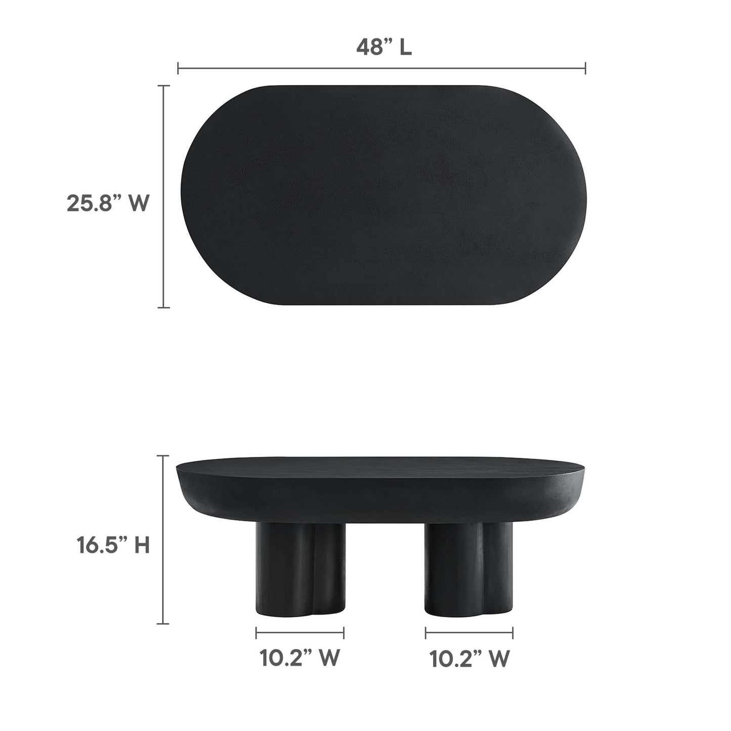 Caspian Oval Concrete Coffee Table by Furniture For America