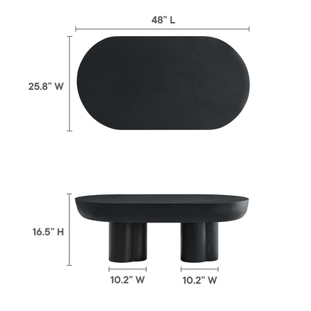 Caspian Oval Concrete Coffee Table in Black