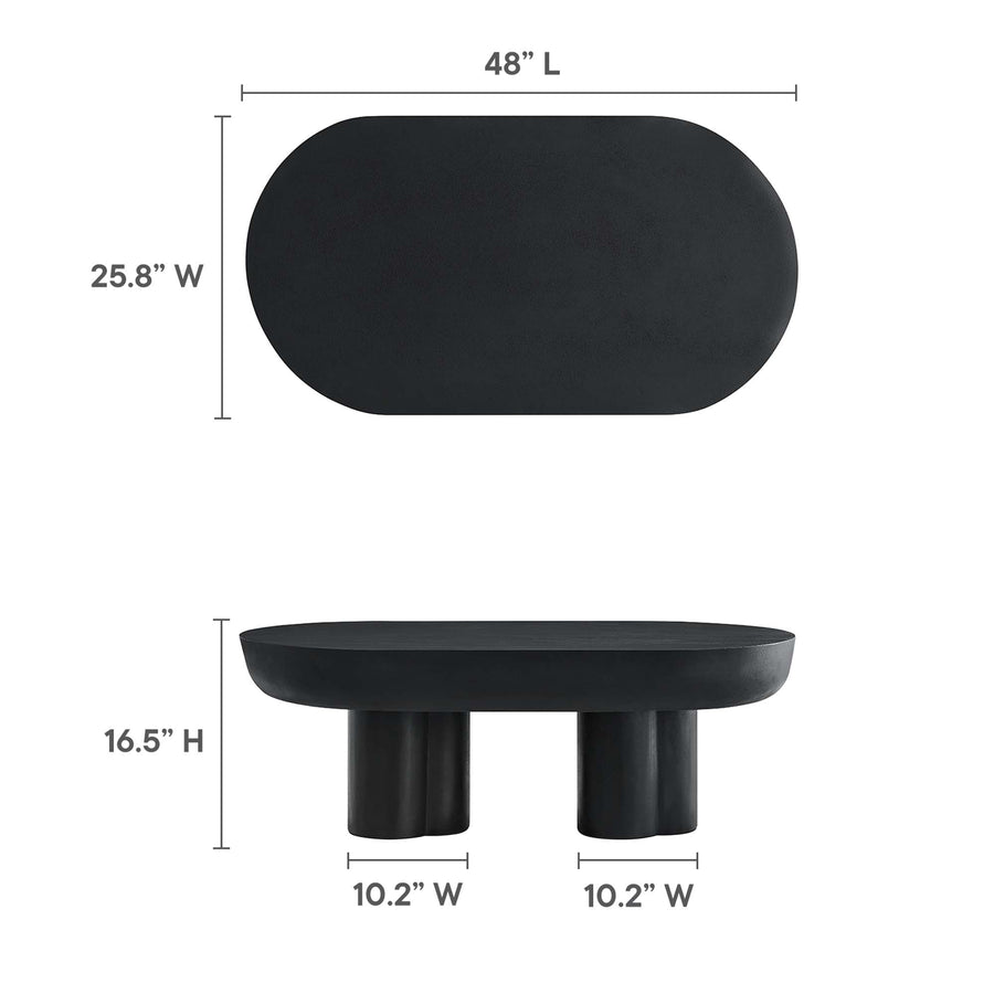 Canopy Oval Concrete Coffee Table in Black
