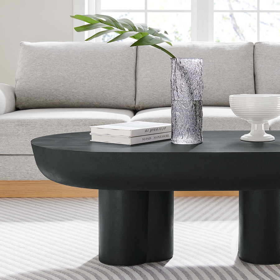 Canopy Oval Concrete Coffee Table in Black