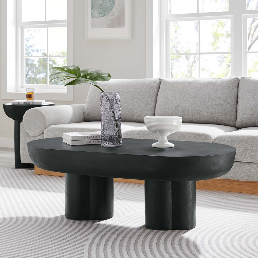 Canopy Oval Concrete Coffee Table in Black