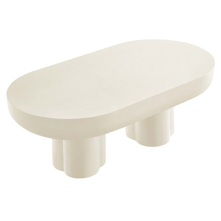 Caspian Oval Concrete Coffee Table in White