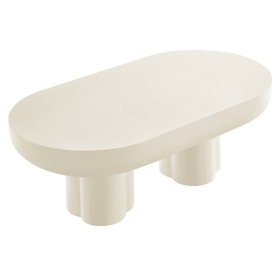 Canopy Oval Concrete Coffee Table in White
