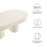 Canopy Oval Concrete Coffee Table in White