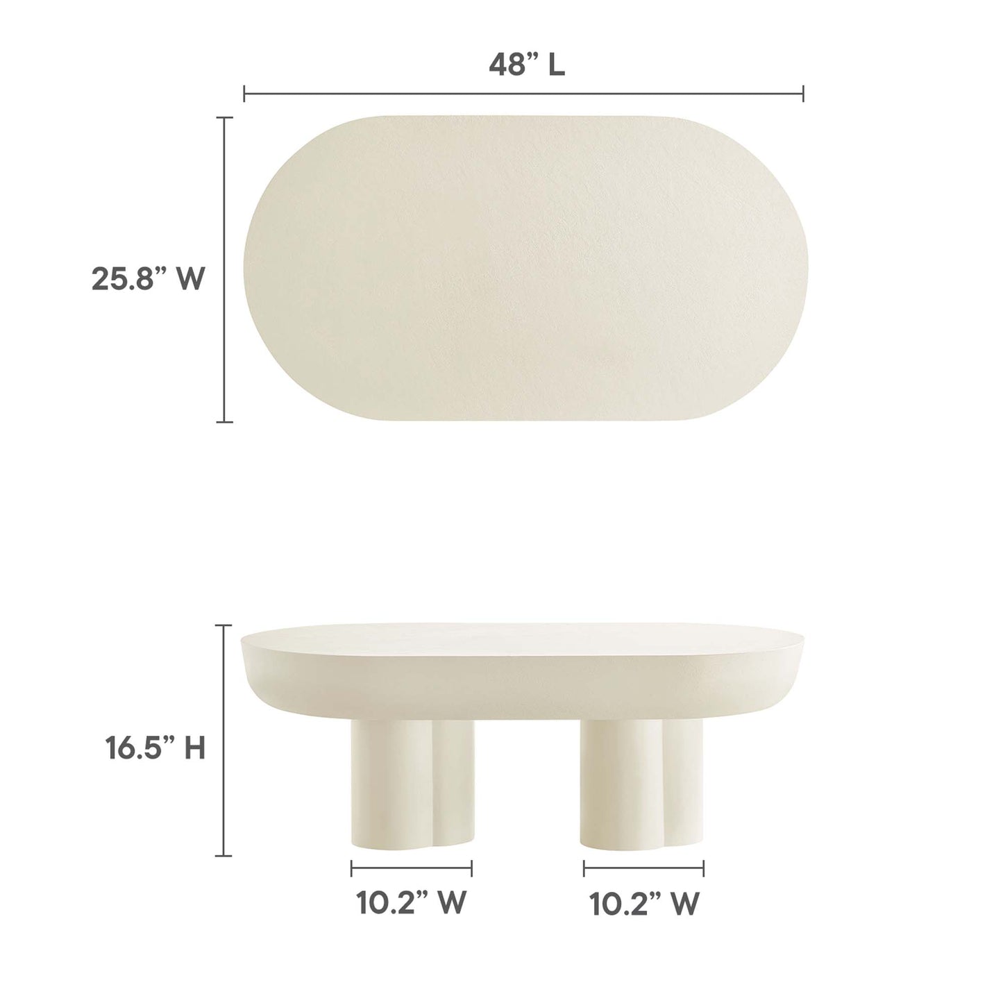 Caspian Oval Concrete Coffee Table by Furniture For America
