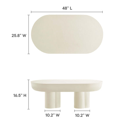 Caspian Oval Concrete Coffee Table in White