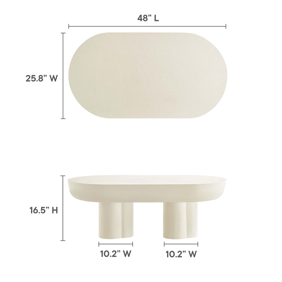 Canopy Oval Concrete Coffee Table in White