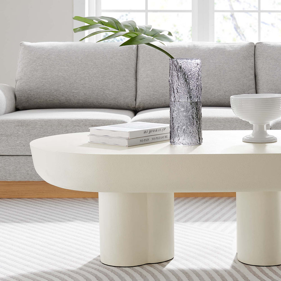 Canopy Oval Concrete Coffee Table in White
