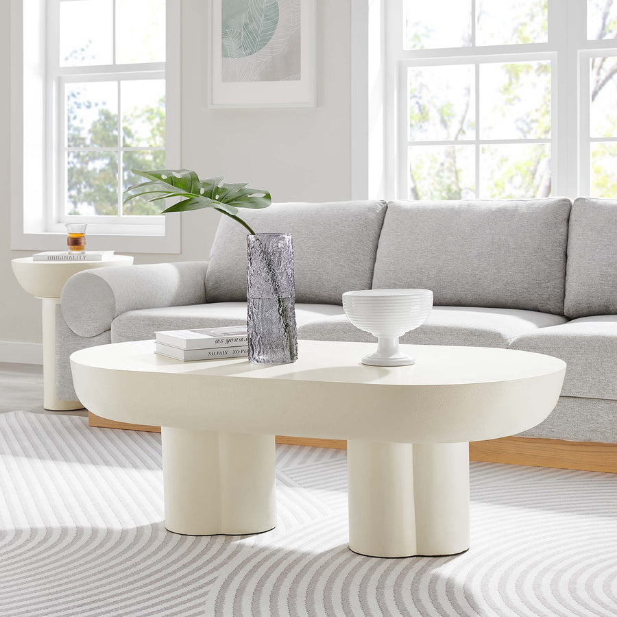 Canopy Oval Concrete Coffee Table in White